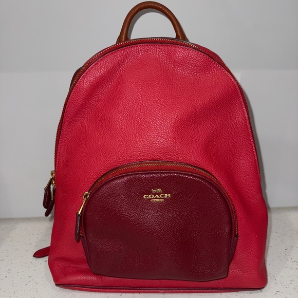 Coach Red Leather Backpack Like New Condition - Picture 1 of 10